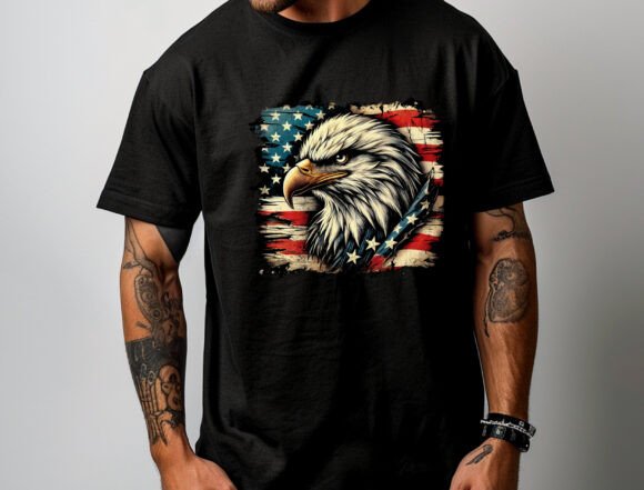 American Eagle with Flag Design: Bold, Vintage Patriotism