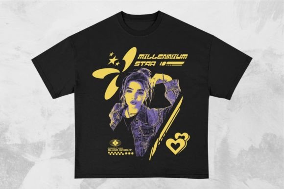 Millennium Star Y2K T-shirt Design: A Retro-Futurist's Dream Asset