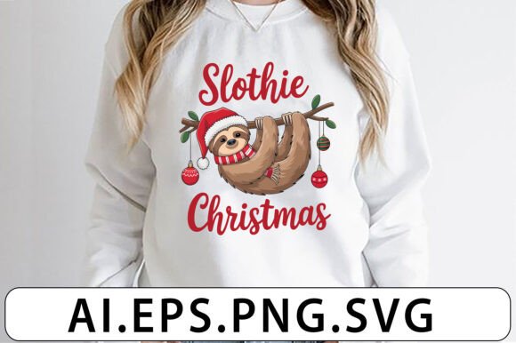 Slothie Christmas Funny T-shirt Design: A Festive Design Asset
