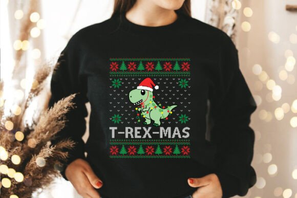 T-Rex-Mas Ugly Christmas Sweater Design: Festive Fun for All Ages