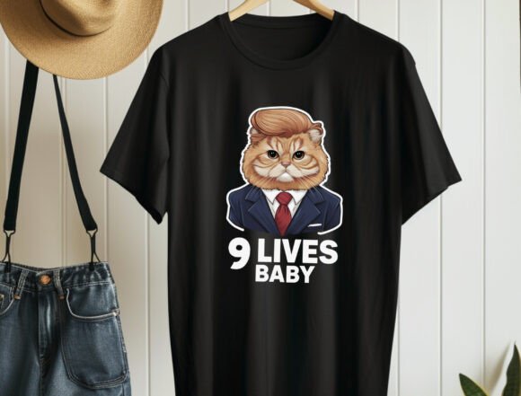 Unleash Political Satire with Cat Trump '9 Lives Baby' Design