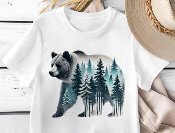 Unleash the Wild: Bear with Forest PNG Design